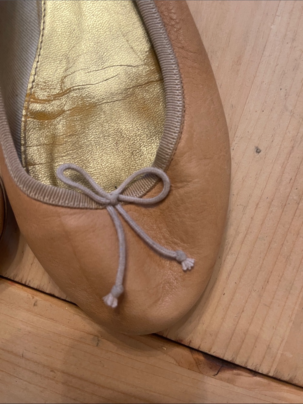 J. Crew Leather Ballet Flats in Camel with Gold Insole - Picture 4 of 6